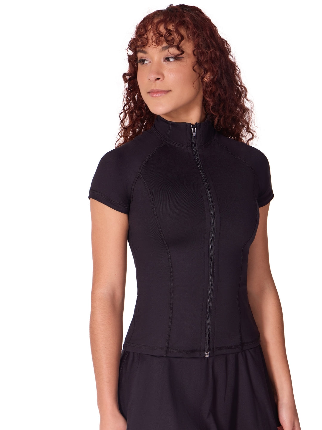 Studio Collection Short Sleeve Zip Top