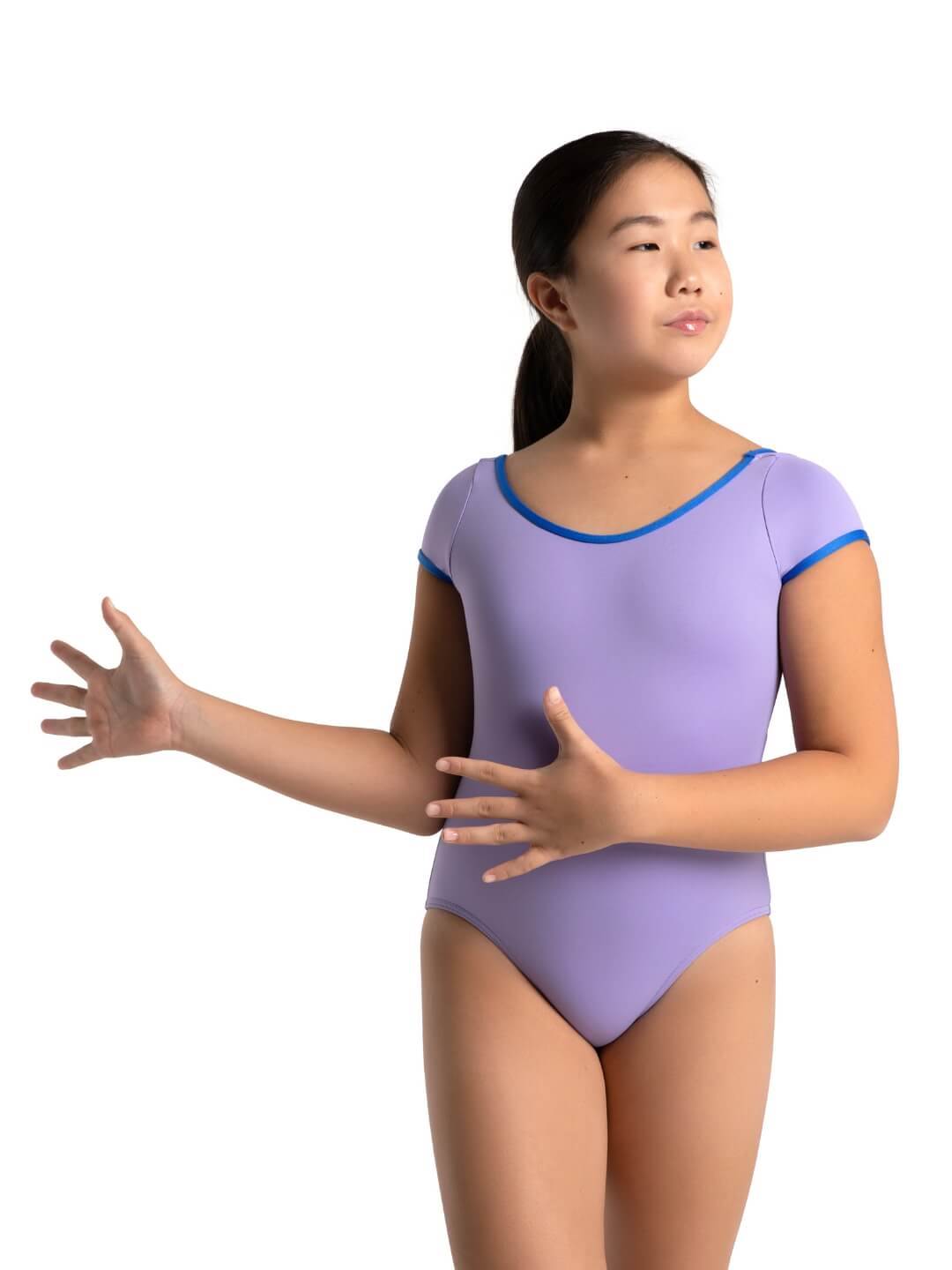 Color Pop Short Sleeve Square Back Leotard - Girls