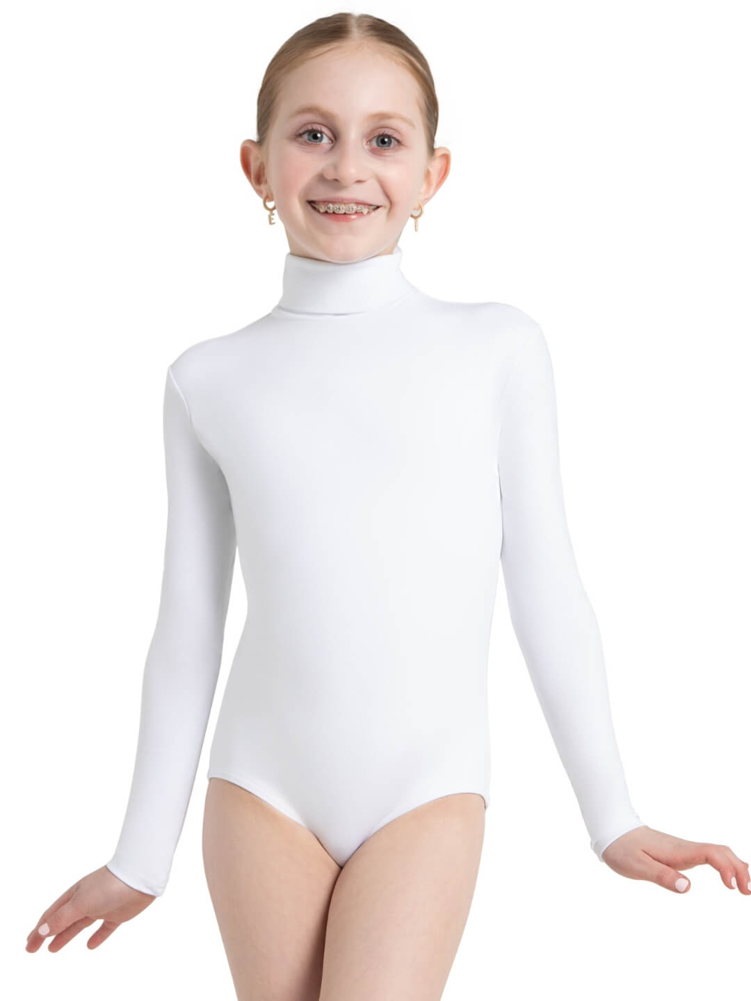 Capezio Long Sleeve Turtleneck Leotard W Snaps Girls Black TB123C f