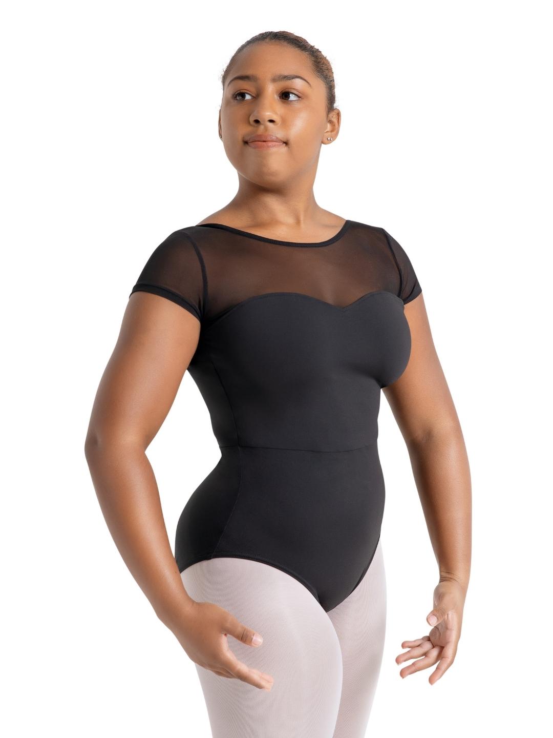 Capezio Meryl Mesh Yoke Short Sleeve Leotard Black MC831W