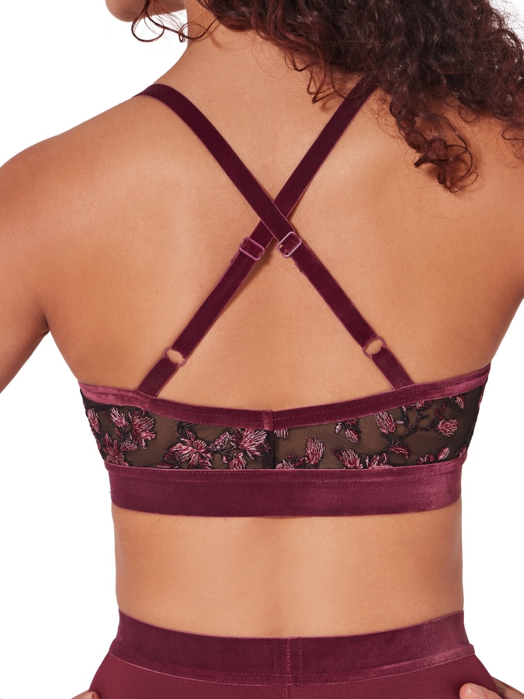 Capezio Ornate Romance Fondness Cami Criss Cross Back Bra Windsor Wine Ornate Romance F12404W