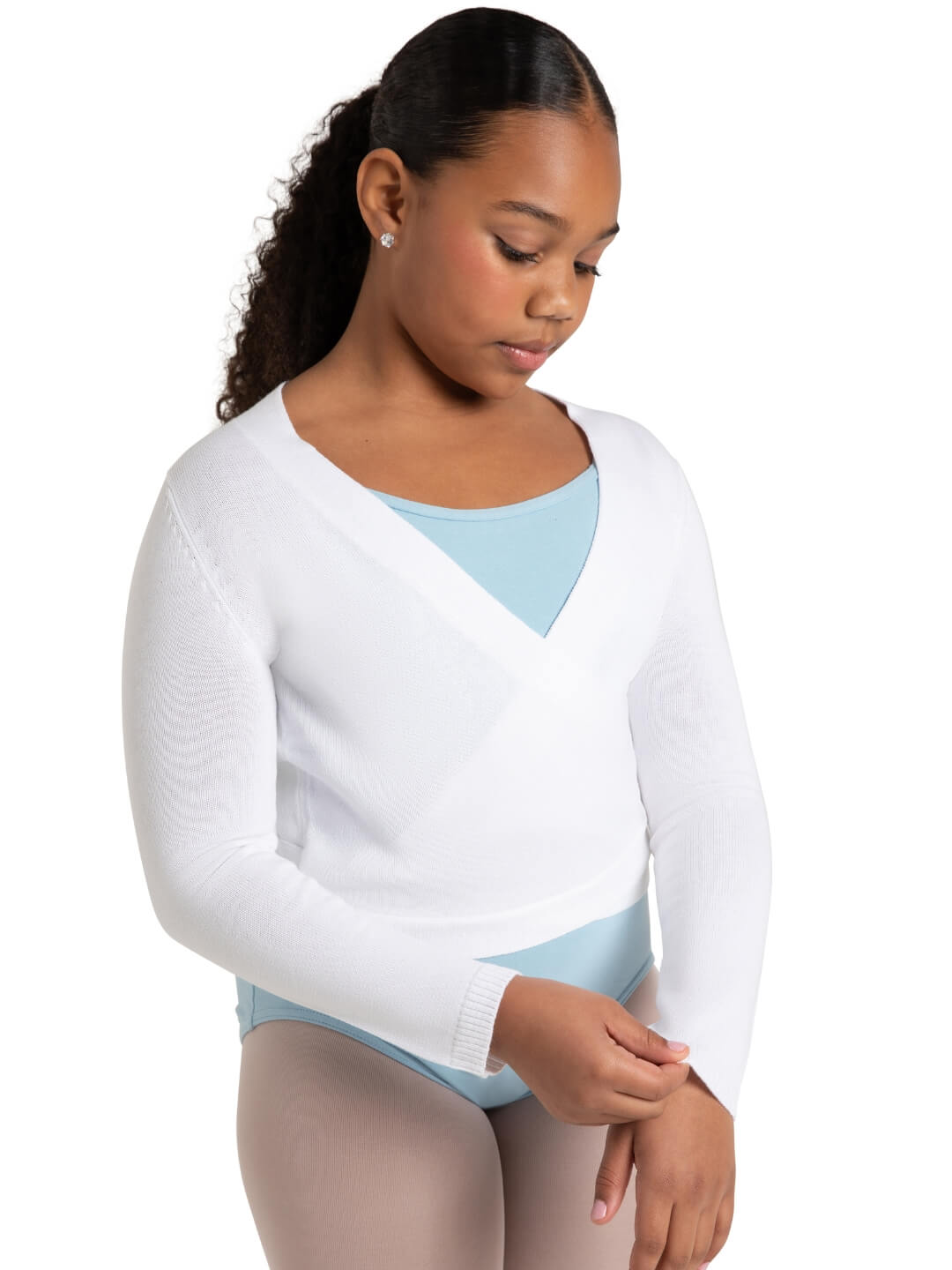 Capezio Wrap Sweater Girls White CK10949C